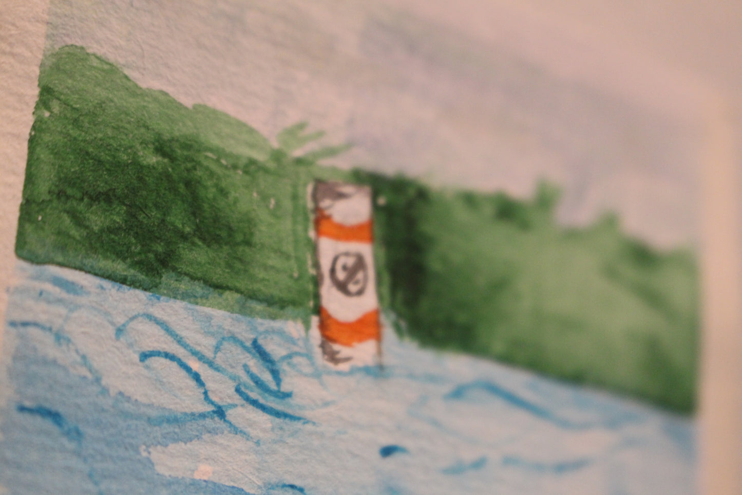 Buoy Landscape Watercolor Painting